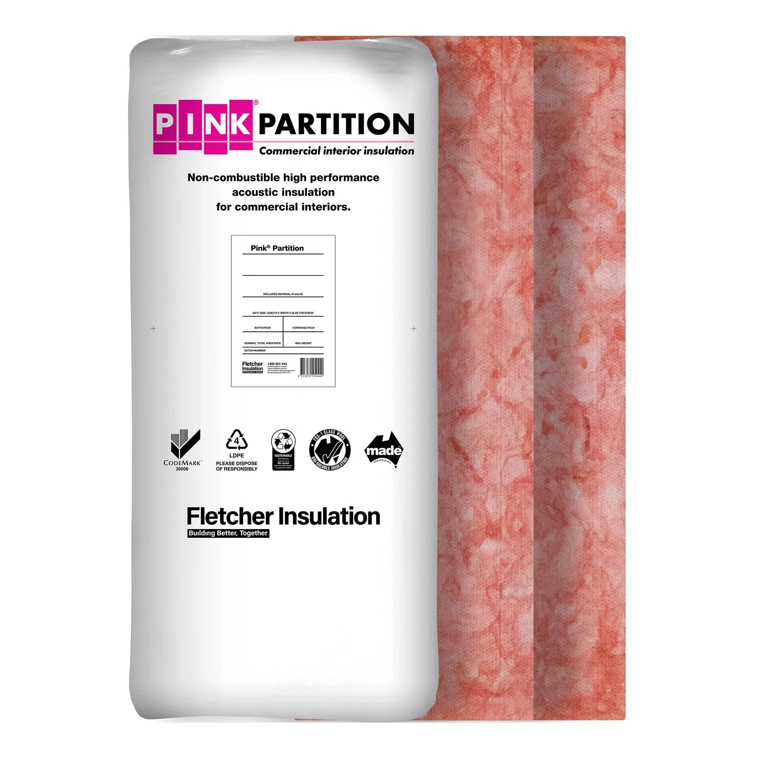 Fletcher Pink® Partition 14 Batts Insulation R1.3